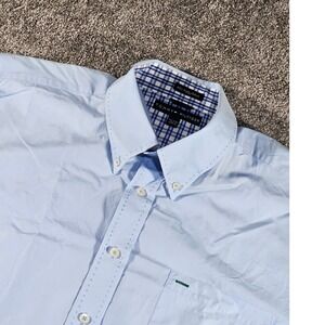 Tommy Hilfiger Button Down Shirt Mens XXL Blue Short Sleeve 80s 2-Ply Cotton